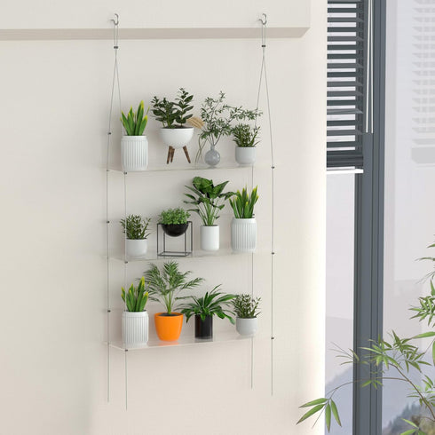 3-Tier) Jolitac Acrylic Window Boxes Plant Shelves for Windows, Acrylic Hanging Window Plant Shelves, Indoor Windows
