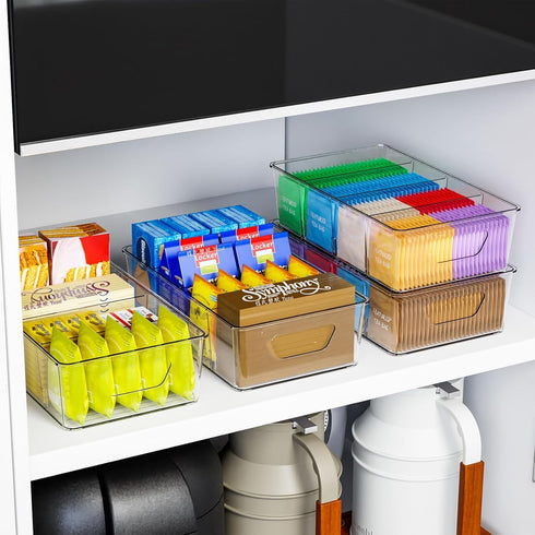 Yieach 2 Pack Stackable Snack Organizer for Pantry Shelf,Clear Pantry Organizers and Storage Bins
