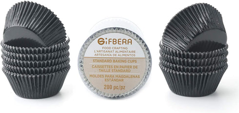 Gifbera 200-Count Standard Black Foil Cupcake Liners Muffin Wrappers