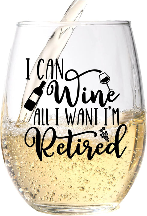 GLASSICLE Retirement Wine Glass - 15 Oz Scratch-Resistant Funny Glass - Unique Gifts for Women, Printed in the USA