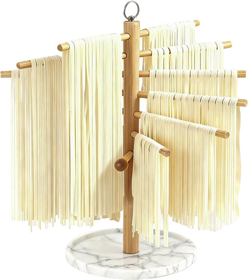 Pasta Drying Rack with Transfer Wand and 7 Bars, noodle drying rack