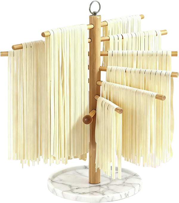 Pasta Drying Rack with Transfer Wand and 7 Bars, noodle drying rack