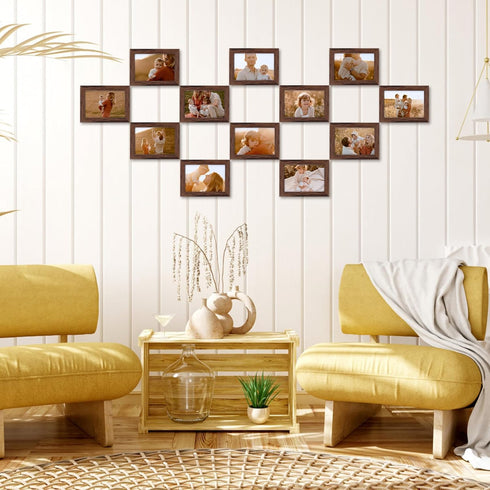 4x6 Set 12 4x 6 4 x6 EYMPEU Picture Frames Rustic Brown Walnut Wood Color of Multi Display Wooden Photo Frames Bulk
