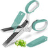 Updated 2025 Herb Scissors Set - Herb Cutter Shears with 5 Blades, Sharp Anti-rust Stainless Steel, Blue-White