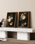 VIYYIEA Set of 2 Vintage Floral Framed Wall Art, Retro White Flowers Canvas Prints for Bathroom Bedroom Kitchen