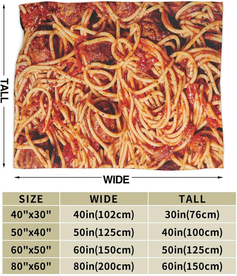 Cozy 50"x40" Tomato Spaghetti Blanket Soft Warm Italian Pasta Throw Blankets for Boys Girls Fuzzy Plush Funny Food