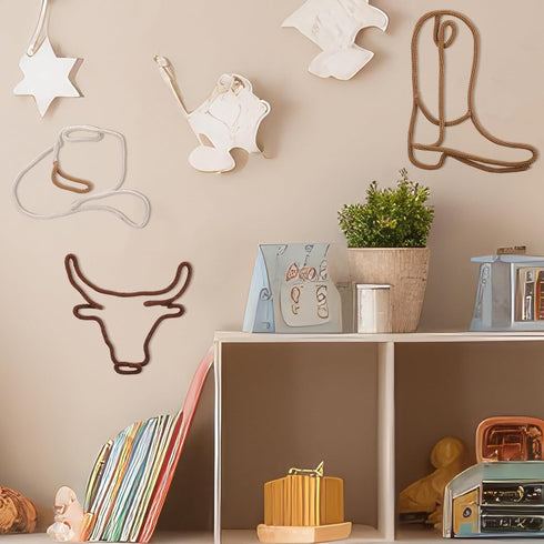RattanView 3 3 Pcs Western Wall Decor Boho Cowboy Nursery Decor Cowboy Boots Hat Classroom Decorations Howdy Sign Size