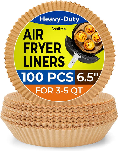 100Pcs Small Air Fryer Liners Disposable, 6.5 Inch Round Parchment Sheets for Baking Cooking Food