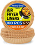 100Pcs Small Air Fryer Liners Disposable, 6.5 Inch Round Parchment Sheets for Baking Cooking Food