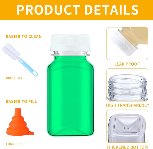 36 Pack 5 oz Nuogo Plastic Juice Bottles Bulk with Lids Reusable Transparent Clear Drink Containers Caps Mini Bulk