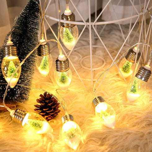 HFXXAD 10 Bulbs Decorate(6.6 Christmas Tree Snow Globe String Lights, LED Clear Christmas Tree String Lights