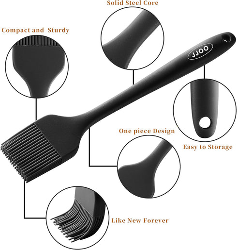 JJOO 2PCS Silicone Basting Pastry Brush | Heat Resistant Cooking Brush for Oil, Sauce, BBQ, Baking | BPA Free,
