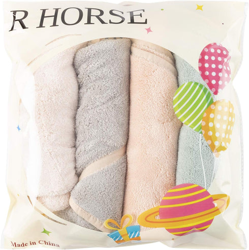 R HORSE 4Pcs Hanging Hand Towels, Soft Thick Absorbent Coral Fleece Bathroom Hand Towels for Kitchen & Bathroom (4
