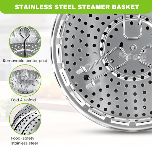 Zocy Premium Stainless Steel Steamer Basket for Instant Pot Accessories, Expandable for Food and Vegetables