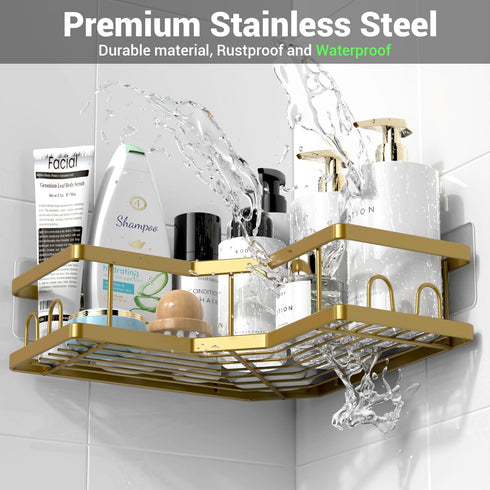3Pack Corner Shower Caddy Bathroom Organizer: Adhesive Shower Rack Bathtub Shelves - No Drilling Shower Shelf