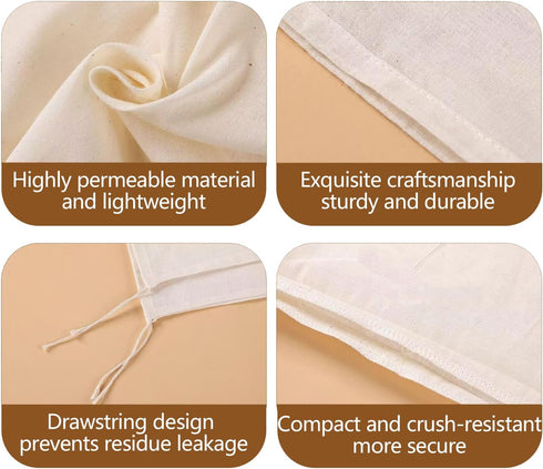 Lukdin 30 Cooking:4x6,6x8Reusable (4x6"15pcs6x8"15pcs) Pcs Natural Cotton Spice Bags for Tea Filters with Drawstring