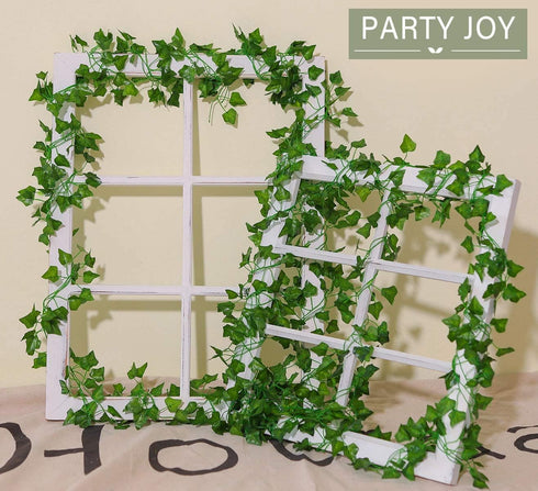 PARTY JOY 84Ft 12 Strands Artificial Ivy Leaf Vines, Hanging Plants Garland Fake Foliage for Home Garden Bedroom