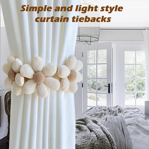Tiebacks-2 Pack SRG Sunflower Curtain | Daisy Curtain Holdbacks Three Flower | Curtain Tiebacks Boho | Japanese Curtain