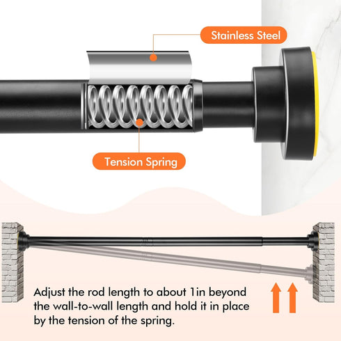 Adjustable Shower Curtain Rod 31-68 in - No Drilling Black Tension Rod for Bathroom Room Divider