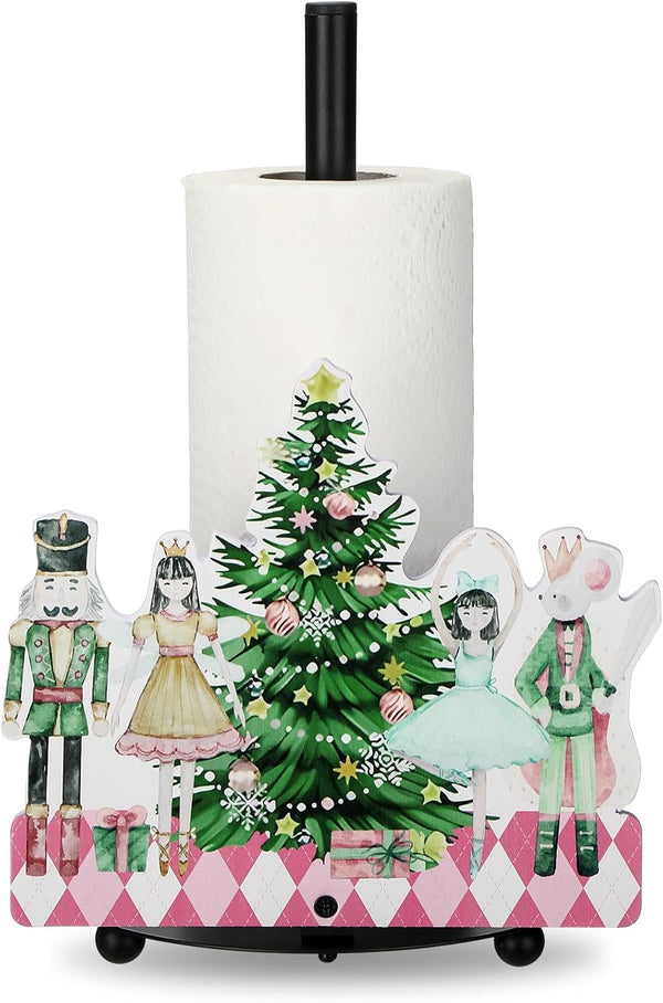 Yookeer Christmas Paper Towel Holder Nutcracker Floral Holly Buffalo Plaid Christmas Tree