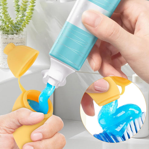 braxan 4 Pcs Banana Toothbrush Cover, Banana-Shaped Toothbrush Travel Case with Toothpaste Dispenser, Portable Brush