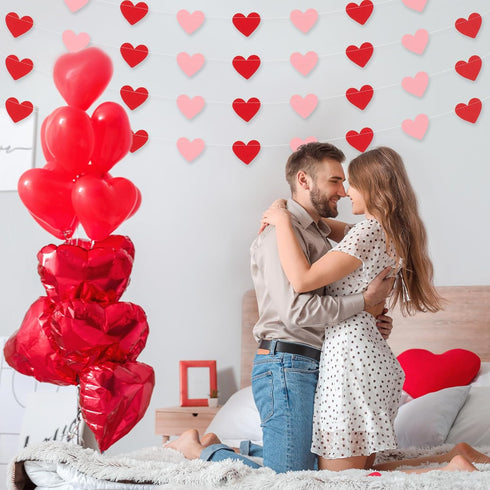 Whaline 4 Pack Heart Garland Banners, Valentine's Day String for Wedding, Party, Home Decorations