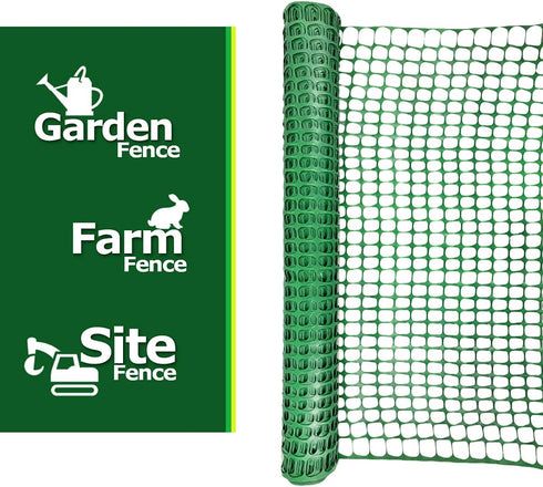 4'x100' 1 100FT Ashman Plastic Mesh Fence, Construction Barrier Netting, Green, Feet, Roll, Garden Fencing, Fences
