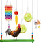 Gejoy 6 Pieces Chicken Toys for Coop Accessries Wooden Stand Mirror with Bells
