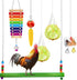 Gejoy 6 Pieces Chicken Toys for Coop Accessries Wooden Stand Mirror with Bells