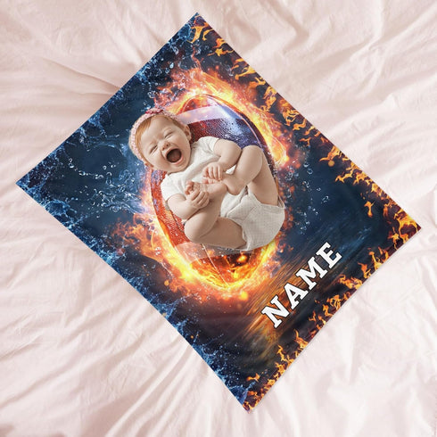 ElYIECD Personalized Blanket for Boys Girls Custom Football Basketball, Soccer,Baseball Blanket with Name, Easter