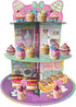 Terasilian 3-Tier 24 Cartoon Cat Dollhouse Cupcake Stand Pink Cake Stand for Cupcakes Dollhouse Theme Birthday Supplies