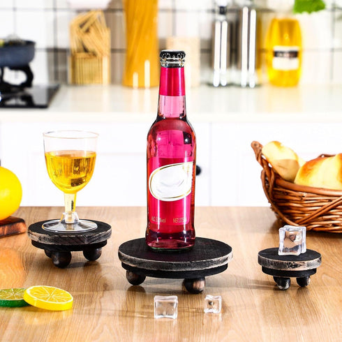 3 5/4/3 Inch Amyhill Pcs Wooden Risers for Display Wood Pedestal Stand Mini Tray Stand Round Wooden Pedestal Holder