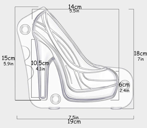 High Heel Chocolate Mold - 3D Shoe Candy Mold for Birthday Cake, Large Chocolate Molds, Fondant Heel Mold.