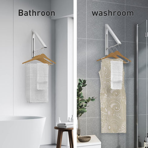 Wall Mounted Drying Rack Clothes Hanger, Folding Wall Coat Racks, Aluminum Home Storage Organiser Space Savers