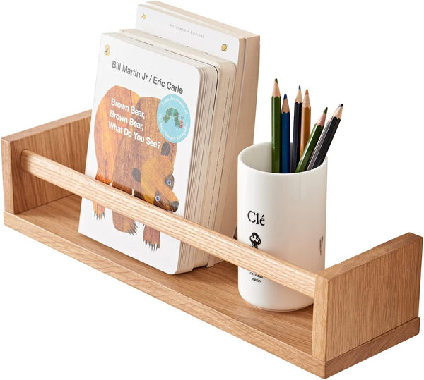 Oak Nursery Shelves, Natural Wood Nursery Floating Shelves for Wall Mounted, Wall