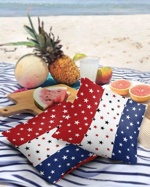 Waterproof Pillow Covers Set of 2 for Couch, Independence Day Decorative Cushion Cases 18x18In, Indoor Outdoor America