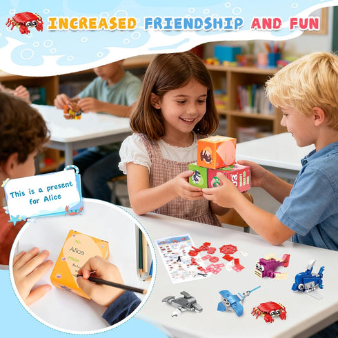 PEACEJOUNEY 24-piece Set, Valentine's Day Gift Ocean Life Building Blocks, Suitable for Boys and Girls - Valentine's