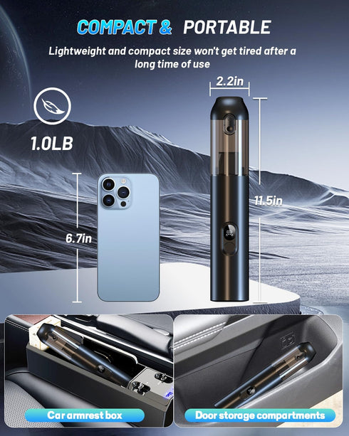 Handheld Car Vacuum Cleaner Cordless, 19000Pa High Power, 4 in 1 Portable Mini Vacuum for Car Home Office
