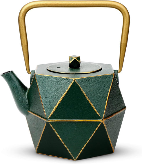 Toptier Cast Iron Teapot, Stovetop Safe Japanese Cast Iron Tea Kettle, Diamond