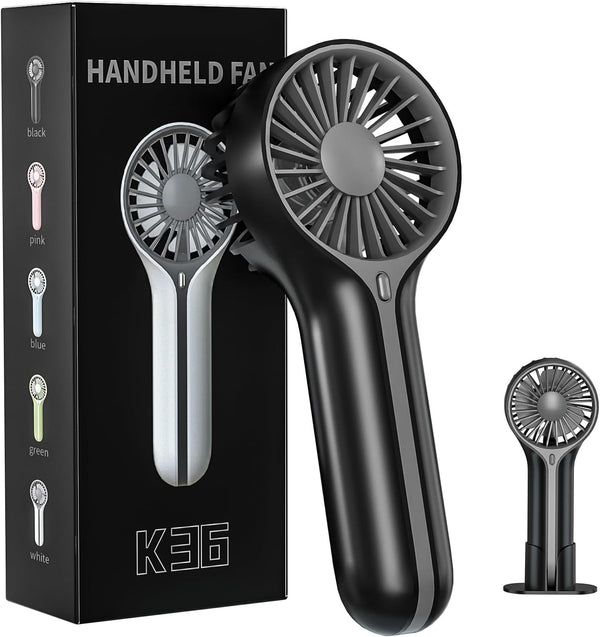 Mini Personal Fan, Handheld, Small Portable, Battery Operated, USB Rechargeable, Black, for Kids, Women, Men, Indoor,