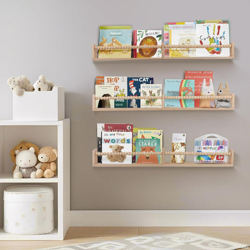 birola 32 Inches Set 3, Nursery Book Shelves for Kids Rooms - Floating Wall Bookshelves of Space-Saving Nursery Shelves