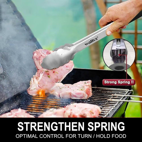 Walfos 17 Inch Extra Long Grill Tongs, Stainless Steel BBQ Tongs for Grilling, Cooking, and Turning Food