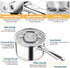 P&P CHEF 3 Quart Saucepan with Lid - Stainless Steel Small Cooking Pot for Induction, Ergonomic Handle & Tri-ply Base