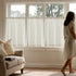 jinchan Beige Kitchen Curtains Linen Tier Curtains 24 Inch for Small Window, Farmhouse Cafe Drapes, 2 Panels