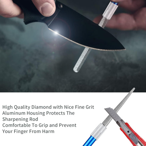 Pocket Knife Sharpener, Serrated Knife Sharpener with Retractable Diamond Sharpening Rod, Kitchen Tool for Repairs