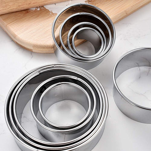 Stainless Steel Round Cookie Cutter Set, 12 Circular Biscuit Cutters, Round Donut Ring Molds for Baking 1.2 Inch Height