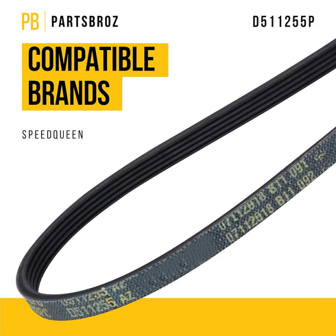 PartsBroz D511255P Cylinder Belt, Compatible with SpeedQueen Washer Dryer, Ultra Durable Replacement
