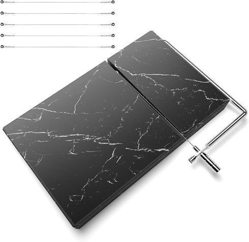 TOPULORS 5 5" 8" Cheese Slicer - Cheese Cutter with Replacement Upgrade Thick Cutting Wires - Heavy Duty x Marble Board