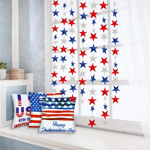 10 Pack 4th of July Decorations - 130Ft/330 Patriotic Star Streamers Banner Garland Hanging Independence Day Decor