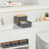 Plastic Storage Baskets with Bamboo Lid, Stackable Storage Bins for Organizing Shelves, 6 Pack, Gray